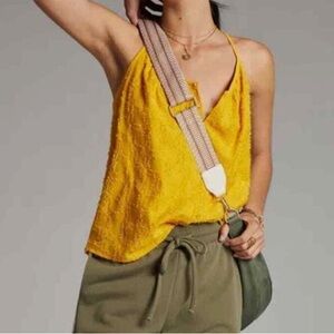 Anthropologie Kit Textured Knit Tank Top Racerback Women’s Small Gold Yellow